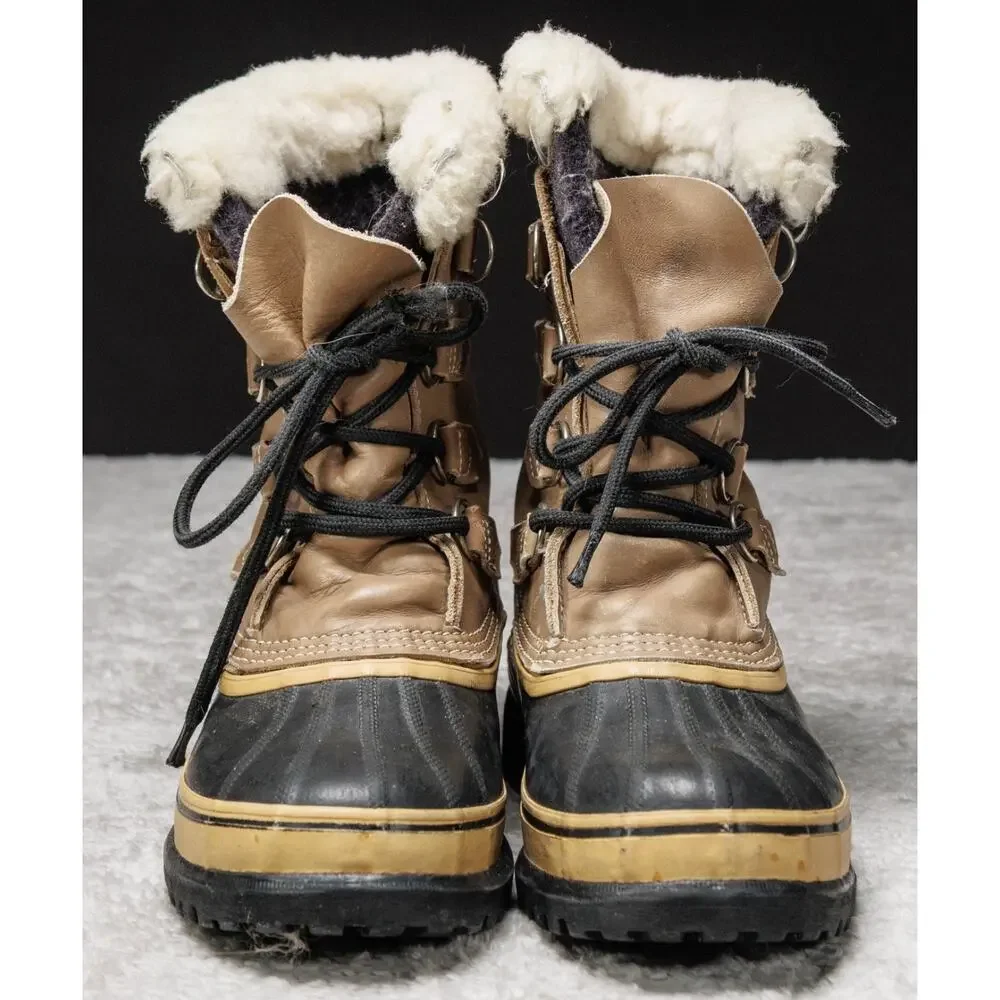 Sorel Vintage Kaufman Caribou Waterproof Winter Rubber Sherpa Boots Womens 7